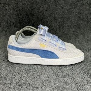 Puma Basket Heart Denim Shoes Women's Size 8 Blue Retro Athletic Casual Sneakers